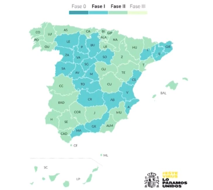 Así queda el mapa de España en el plan de desescalada