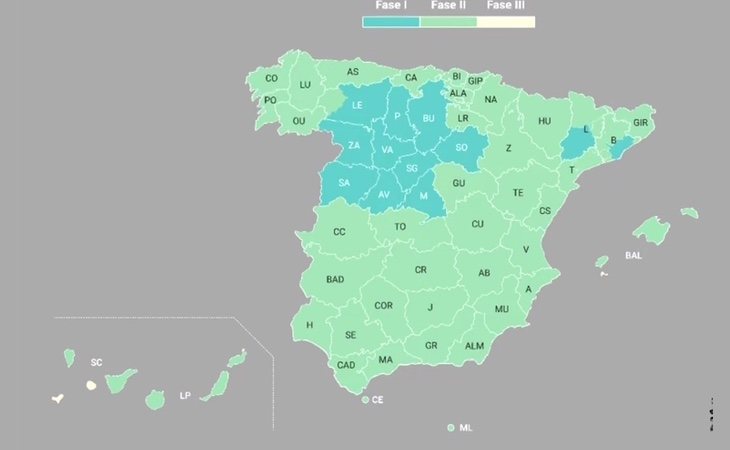 Así queda España a partir del próximo lunes