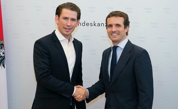 Pablo Casado, junto al canciller austriaco Sebastián Kurz, en una fotografía de archivo