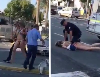 Detenida en Lepe tras estampar su coche, bailar y enfrentarse en bikini contra la policía