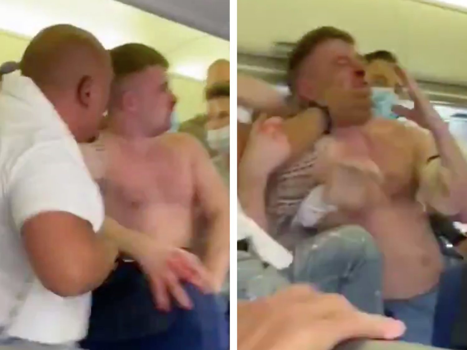 Brutal pelea en un vuelo a Ibiza por dos pasajeros ebrios que se negaban a llevar mascarilla