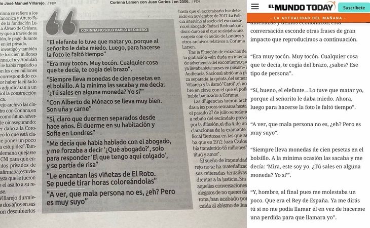 Las frases de El Mundo Today y las publicadas en El Faro de Vigo y La Nueva España