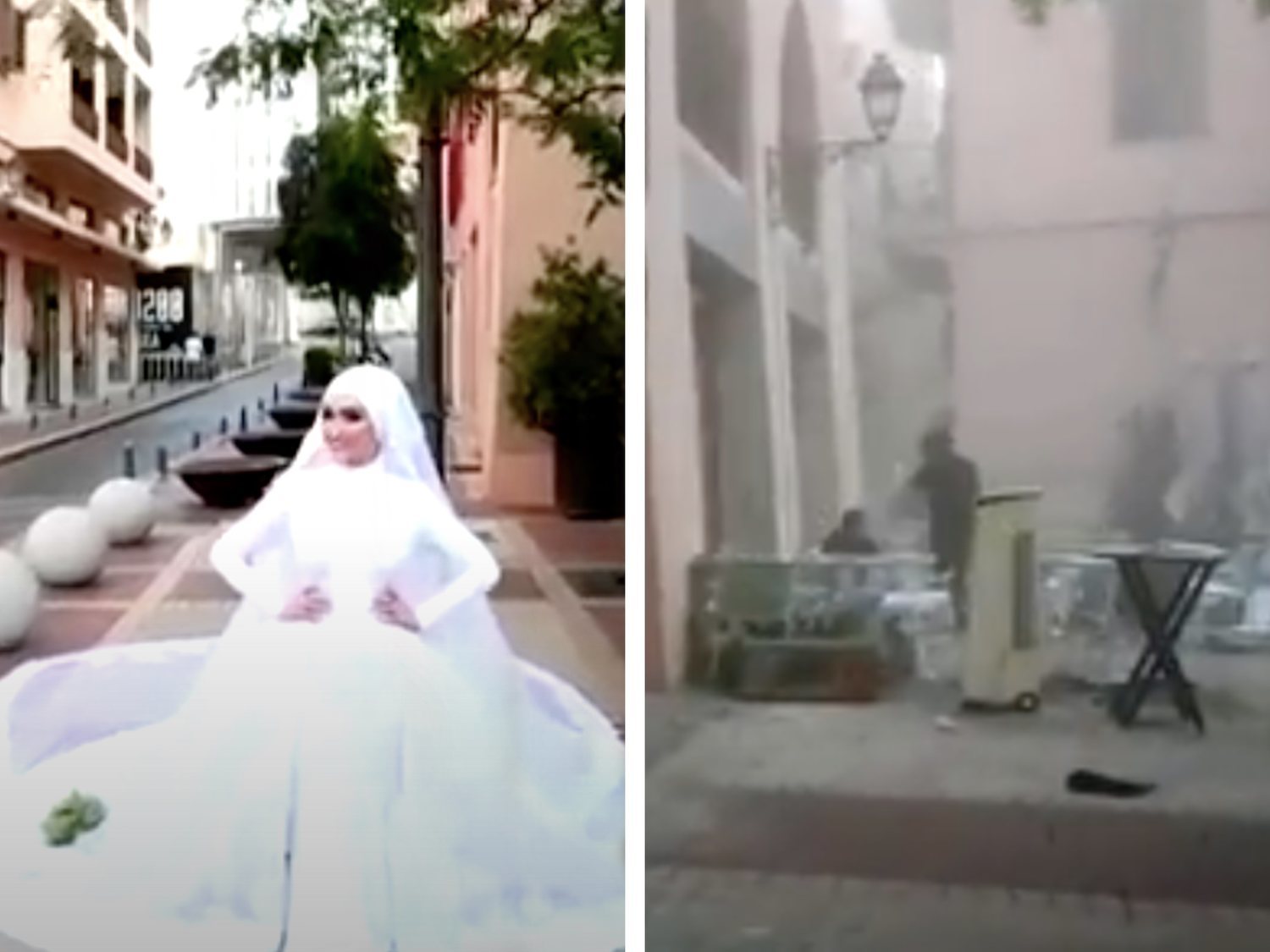 El impresionante vídeo de una novia en una boda en plena explosión en Beirut