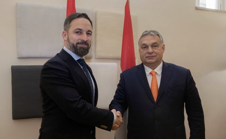 Santiago Abascal junto al presidente húngaro, Viktor Orbán