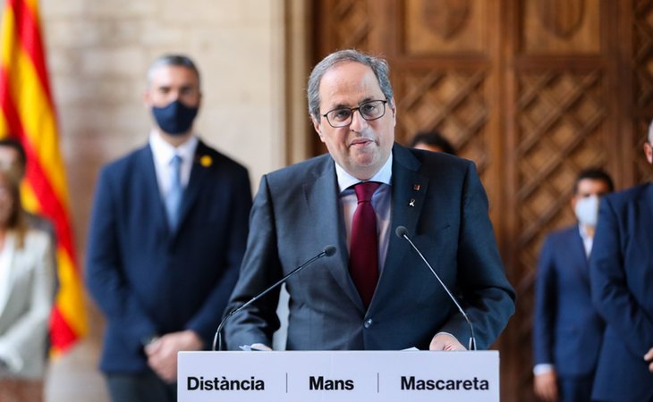 Quim Torra, compareciendo ante los medios tras su inhabilitación como President de la Generalitat de Catalunya