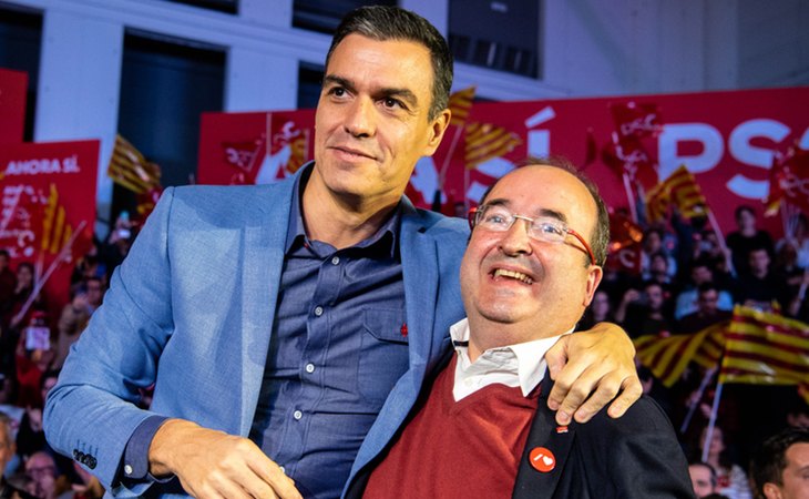 Pedro Sánchez y Miquel Iceta en un acto de campaña antes de las elecciones generales del 10-N