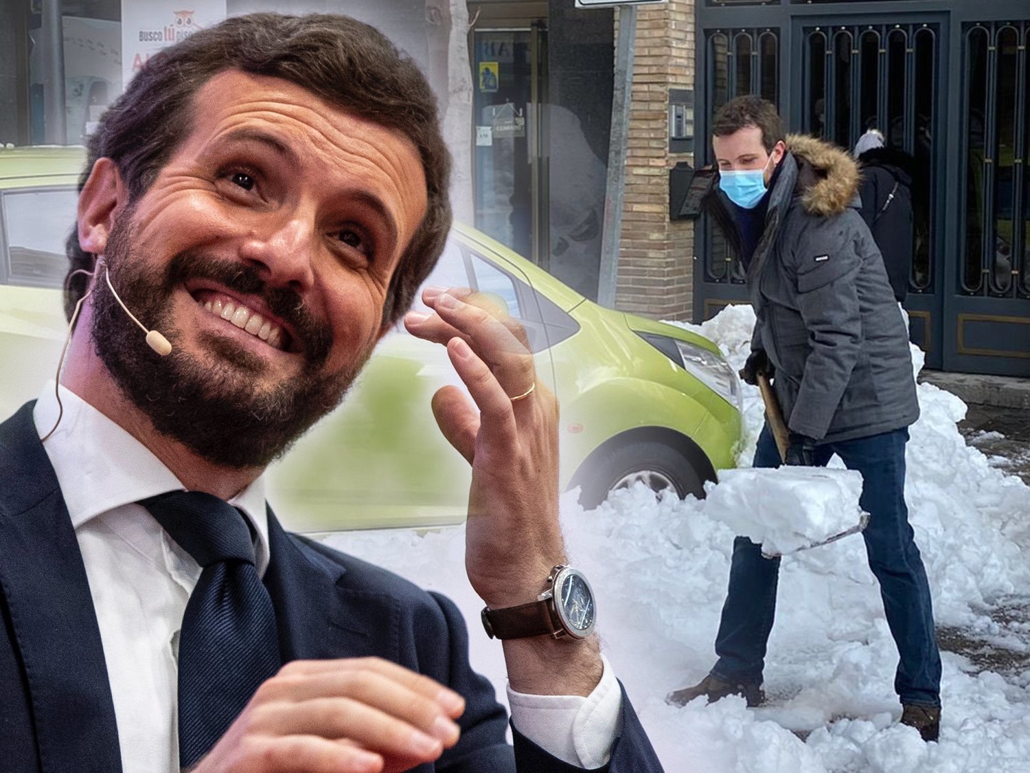 La prueba de que Pablo Casado solo cogió la pala y quitó nieve para hacerse la foto