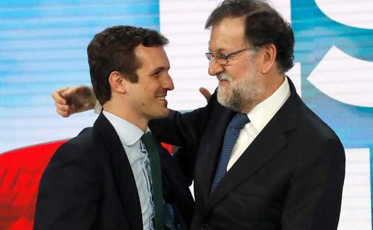 Pablo Casado y Mariano Rajoy en la Convención del PP de 2019