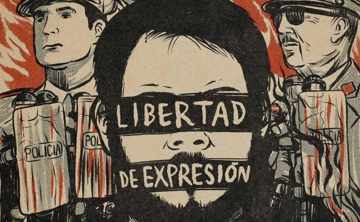 Cartel diseñado por Mr Ze por la libertad de expresión denunciando la el caso de Pablo Hasel