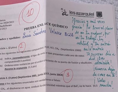 Se viralizan las anotaciones de un profesor de Toledo a una alumna: "¡Nunca dejes de creer en ti!"