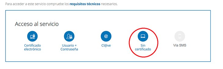 Seleccionar sin certificado