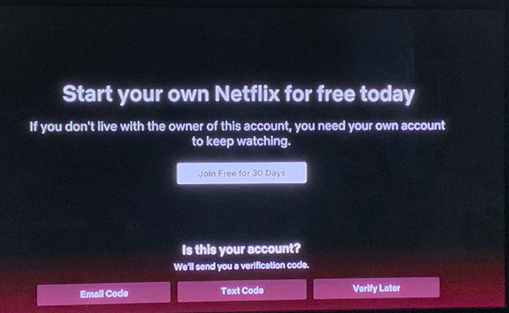 Pantallazo del mensaje de Netflix