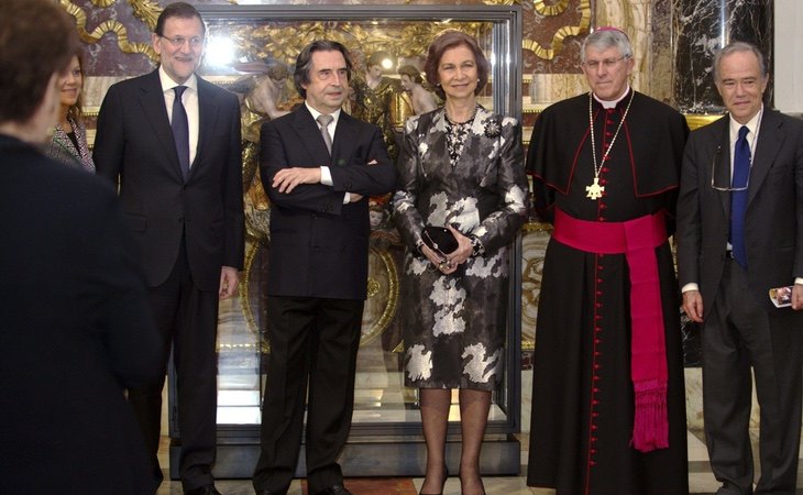 Braulio Rodríguez, junto a la reina Sofía y el expresidente del Gobierno, Mariano Rajoy, en un acto oficial