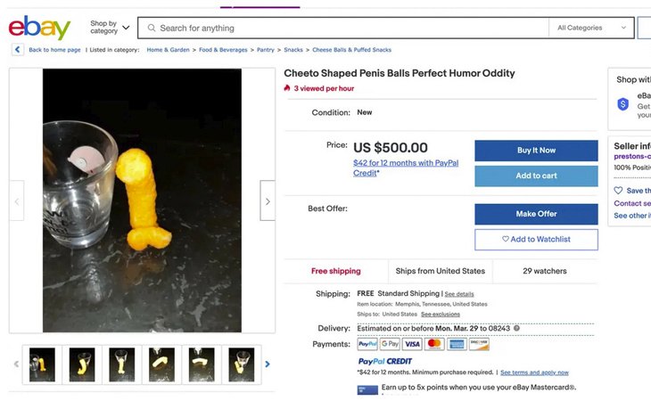 Se vendió un Cheeto con forma de pene