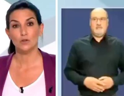 El gesto viral del intérprete de lengua de signos en el debate cuando Rocío Monasterio habla de niños migrantes