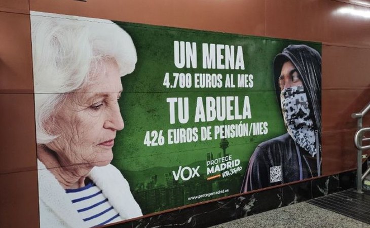 Cartel electoral de VOX en contra de los menores extranjeros no acompañados (menas)