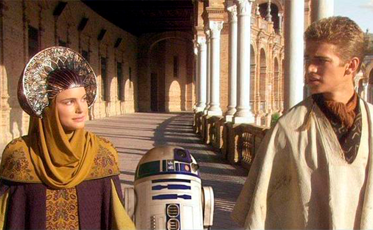 Padme, Anakin y R2D2 paseando por Sevilla