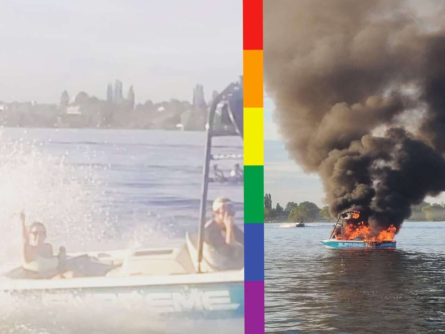 Los insultan y acosan por llevar la bandera LGTBI y acaban salvándoles la vida en un lago