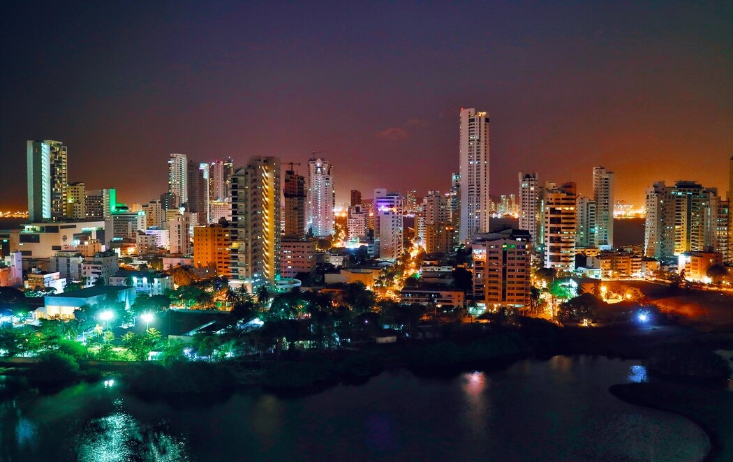 Vista nocturna de Cartagena