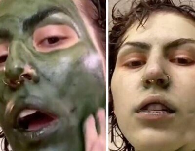 Utiliza esta mascarilla facial y se queda con la cara verde de manera permanente