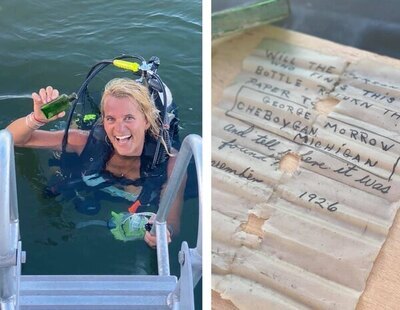 Encuentra en el mar un mensaje en una botella de hace 95 años y localiza a la hija de quien lo escribió