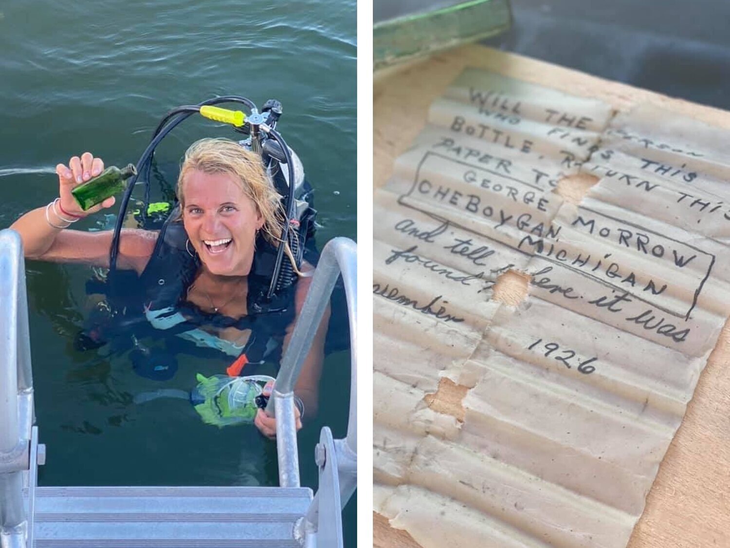 Encuentra en el mar un mensaje en una botella de hace 95 años y localiza a la hija de quien lo escribió