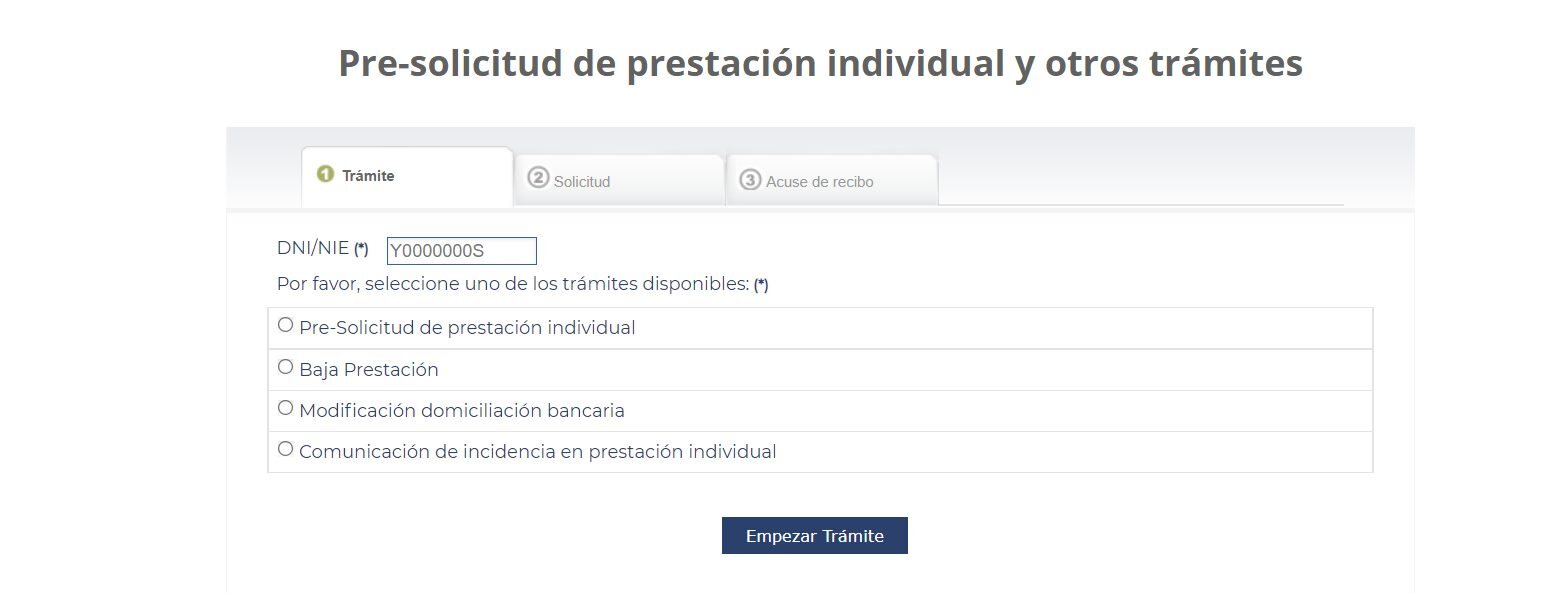 Presolicitud de prestación individual