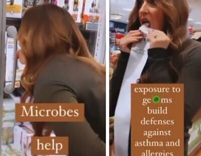 Una influencer antivacunas se graba lamiendo todos los objetos de un supermercado: "Los gérmenes crean defensas"