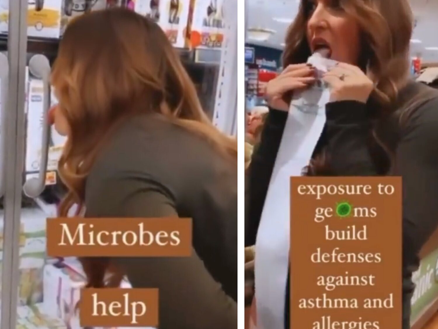 Una influencer antivacunas se graba lamiendo todos los objetos de un supermercado: "Los gérmenes crean defensas"