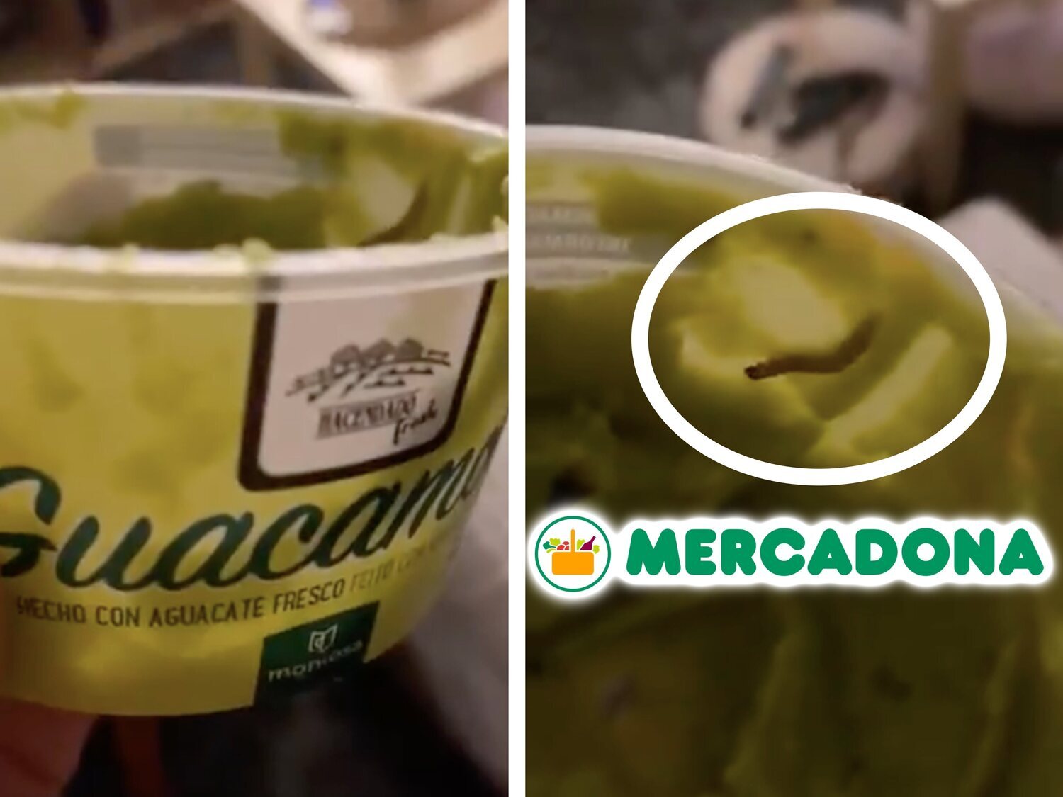 Compra un paquete de Guacamole de Mercadona y encuentra un gusano arrastrándose por su interior