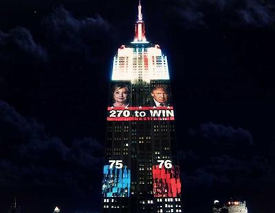 El Empire State se ilumina con los resultados de las elecciones en EEUU