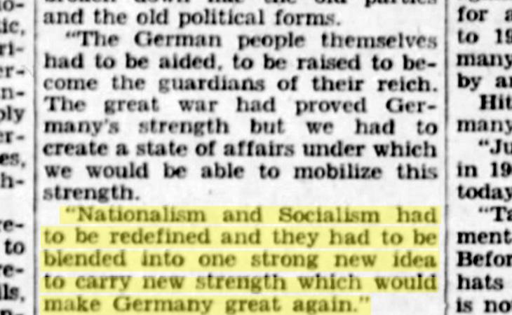 Un periódico de Missouri reprodujo este discurso de Hitler en 1940