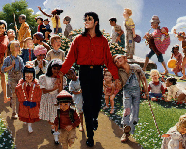 Michael Jackson rodeado de niños