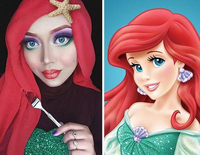 Utiliza sus hiyab para convertirse en todos los personajes Disney