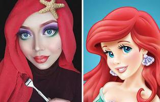 Utiliza sus hiyab para convertirse en todos los personajes Disney