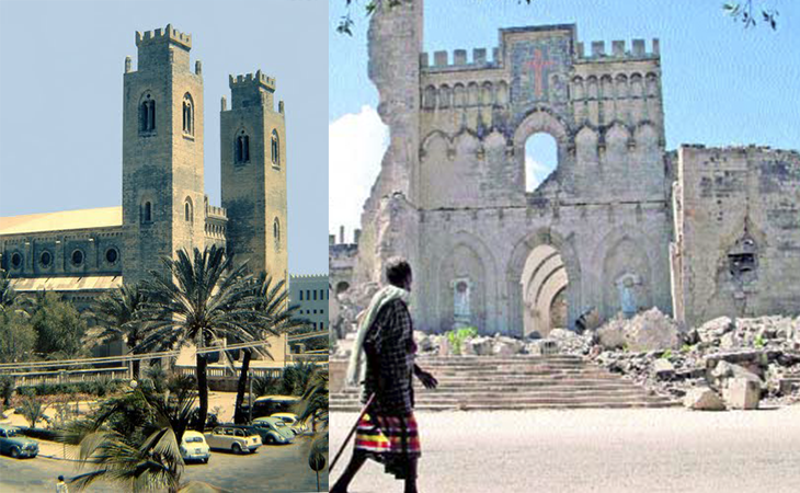 Catedral de Mogadiscio, completamente destrozada por la guerra