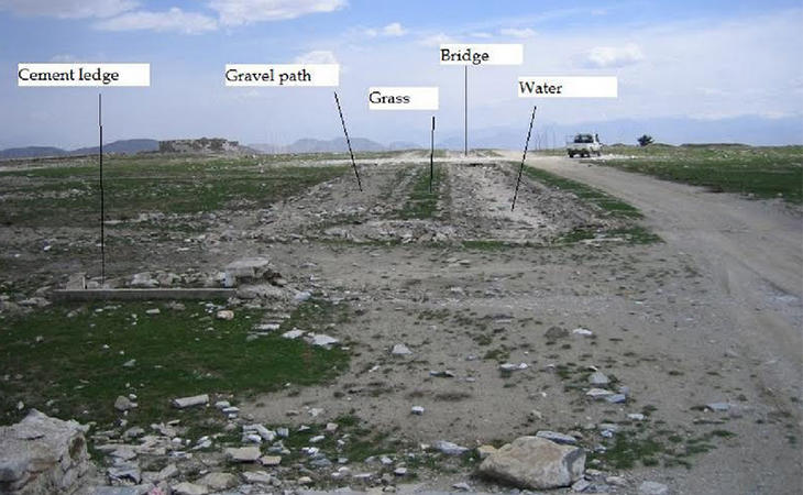 Vista del mismo jardín en Kabul en la actualidad