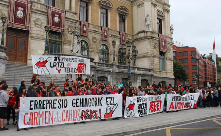 Manifestación en apoyo a Jon Telletxea y Urtzi Martínez