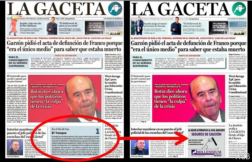 El artículo fue eliminado en una segunda edición del diario