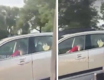 Graban a una pareja teniendo sexo a toda velocidad mientras uno de ellos conduce el coche