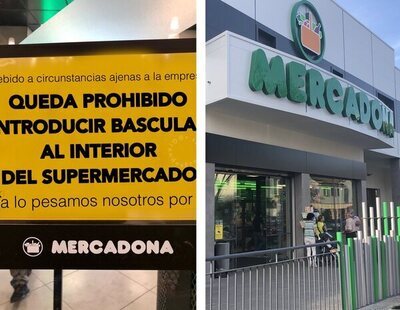 El cartel de Mercadona que impide introducir básculas es un montaje