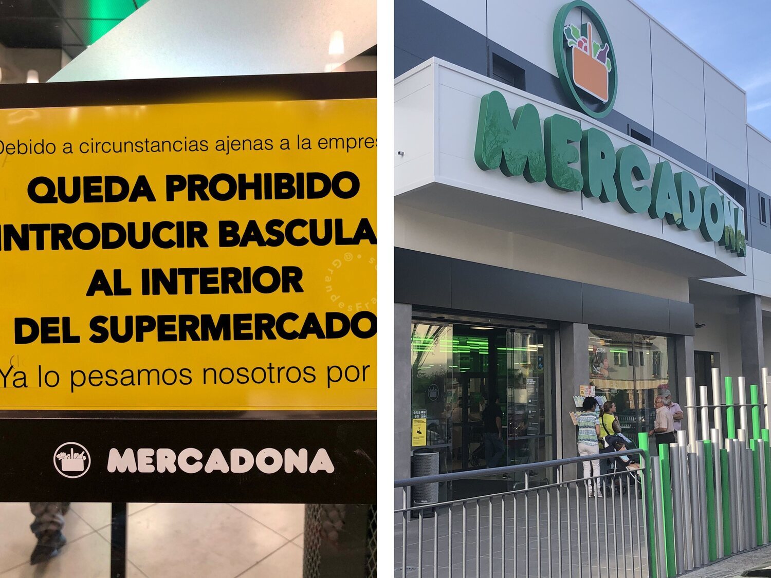 El cartel de Mercadona que impide introducir básculas es un montaje