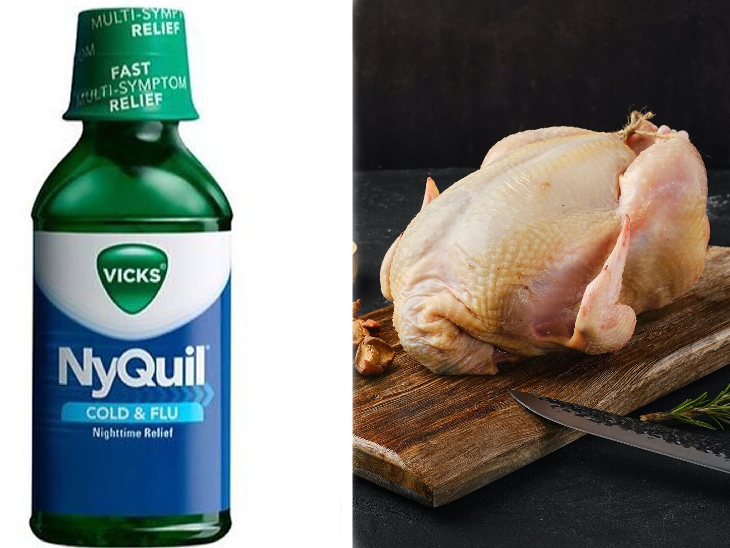 Alertan de los riesgos de cocinar pollo con un medicamento para el resfriado