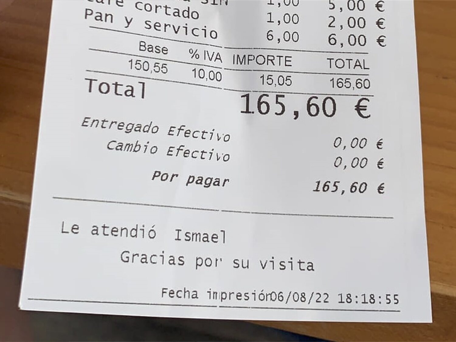 Sorprenden a una familia de seis miembros haciendo un 'sinpa' en un restaurante de Chipiona: 165 euros de factura