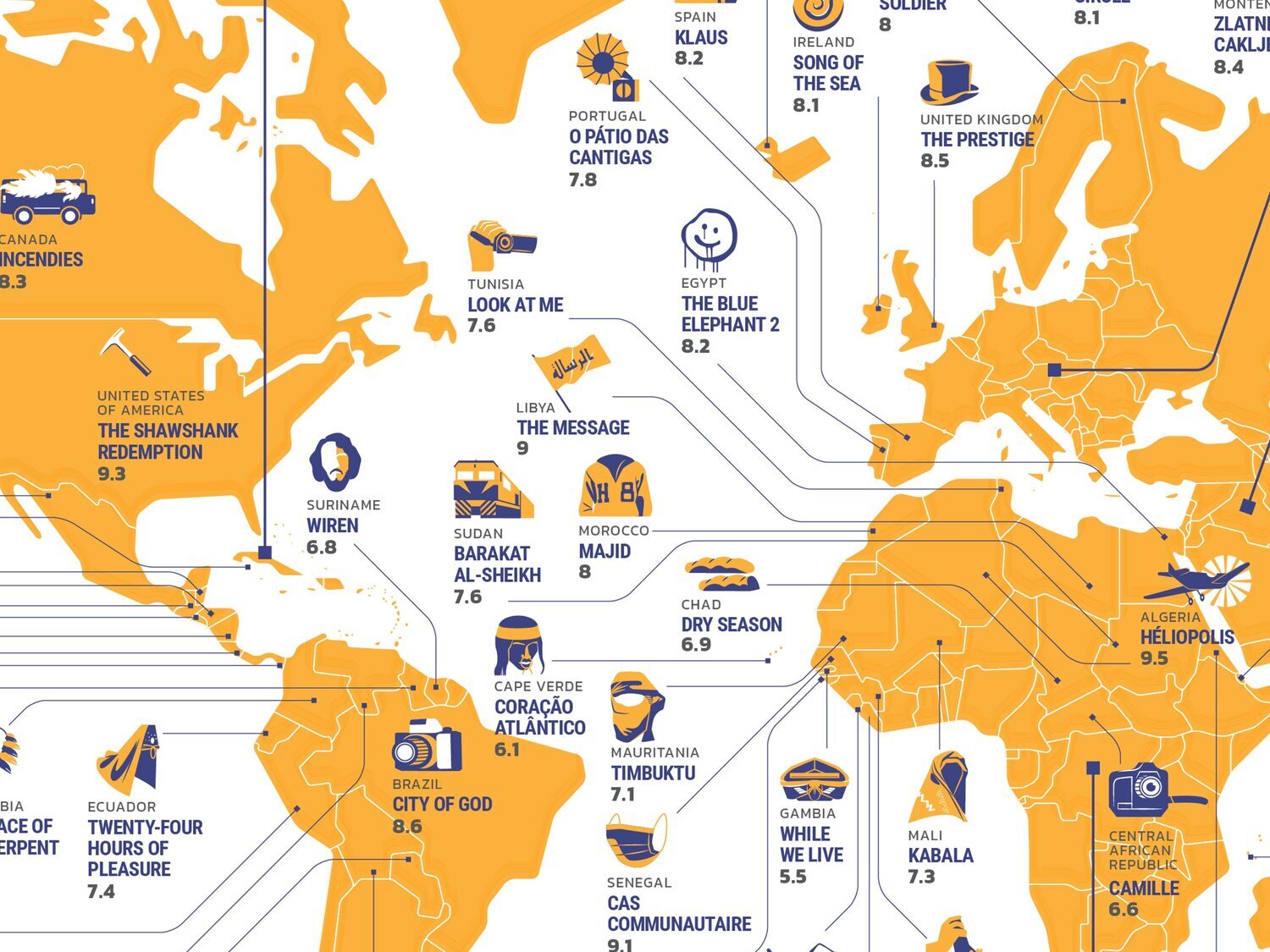 Las mejores películas de cada país del mundo reunidas en un mismo mapa