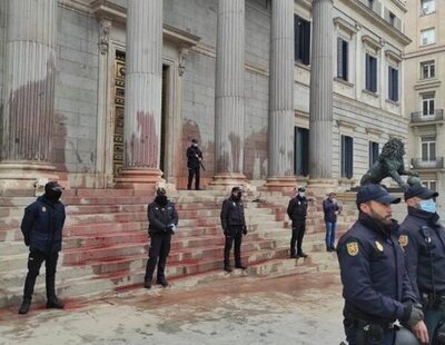 La Fiscalía pide 21 meses de cárcel para los activistas climáticos que tiraron agua teñida al Congreso