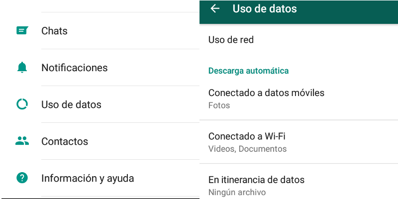 Ajustes de uso de datos para descargas automáticas