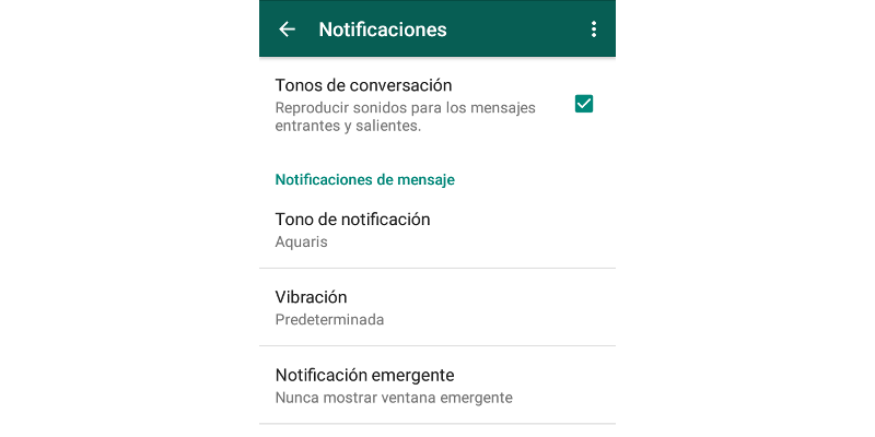 Gestión de notificaciones en WhatsApp