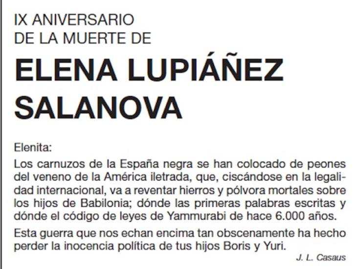 José Luis Casaus se quejaba ante Elena de la Guerra de Irak