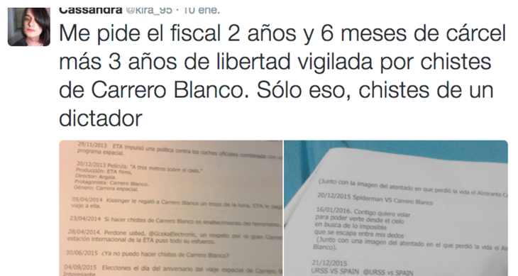 Cassandra, última condenada por hacer chistes del asesinato del franquista Carrero Blanco